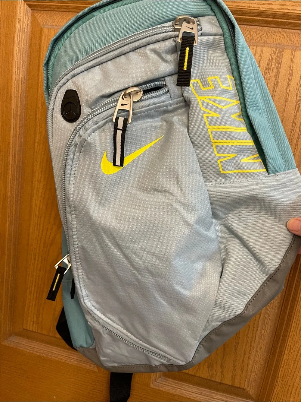 Nike Teal & Gray Backpack with Yellow Logo